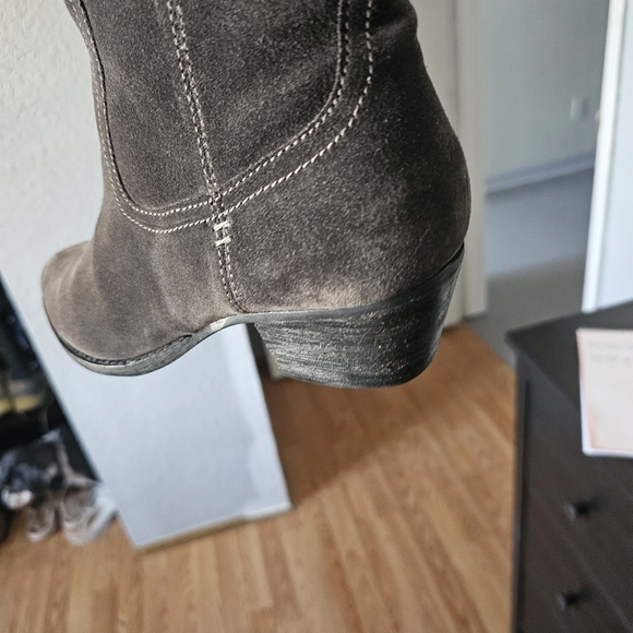 Gray Suede Knee-High Boots - Picture 3 of 6
